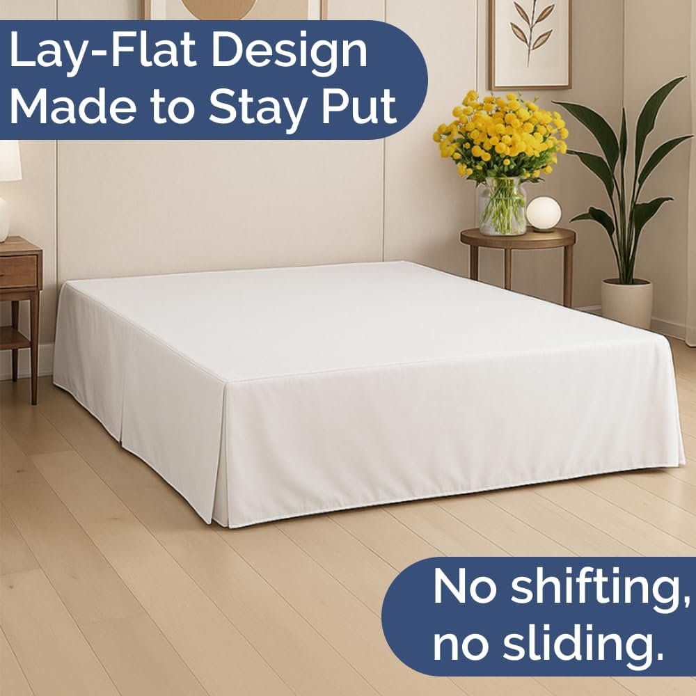 White Queen Pleated Bed Skirt, 18-Inch Drop - Image 2
