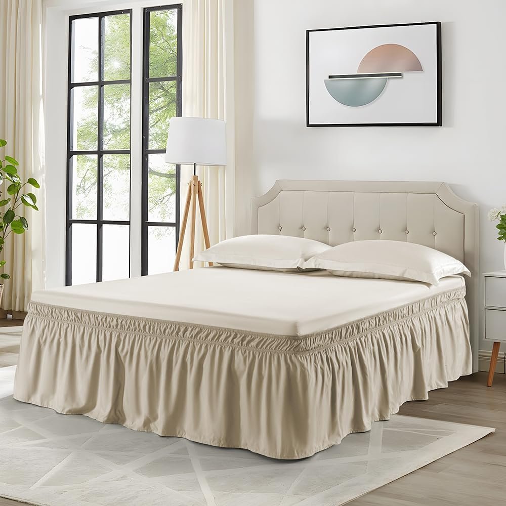 Taupe Full Queen Bed Skirt, 18-Inch Drop - Image 2