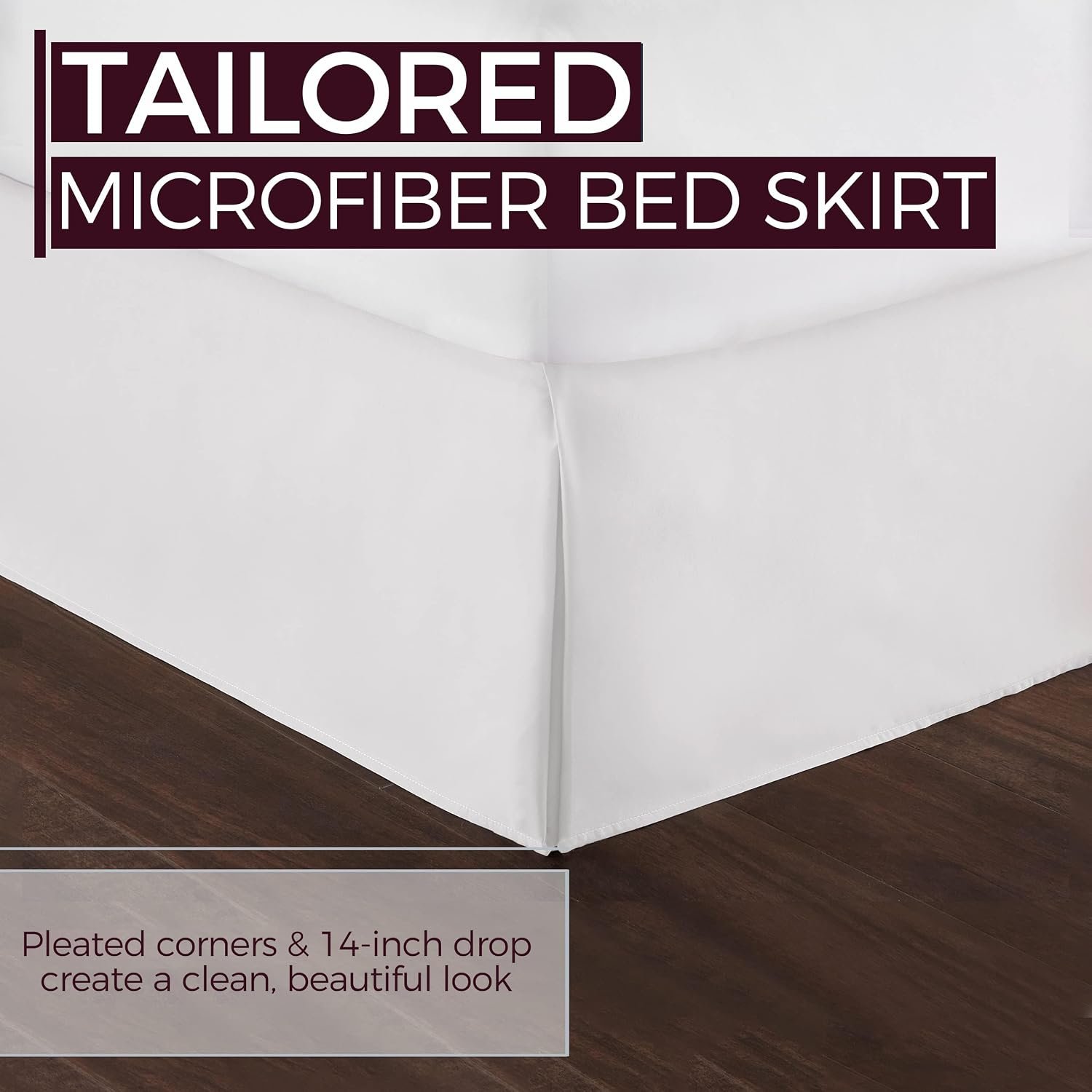 White Queen Platform Bed Skirt, 14-Inch Drop - Image 2
