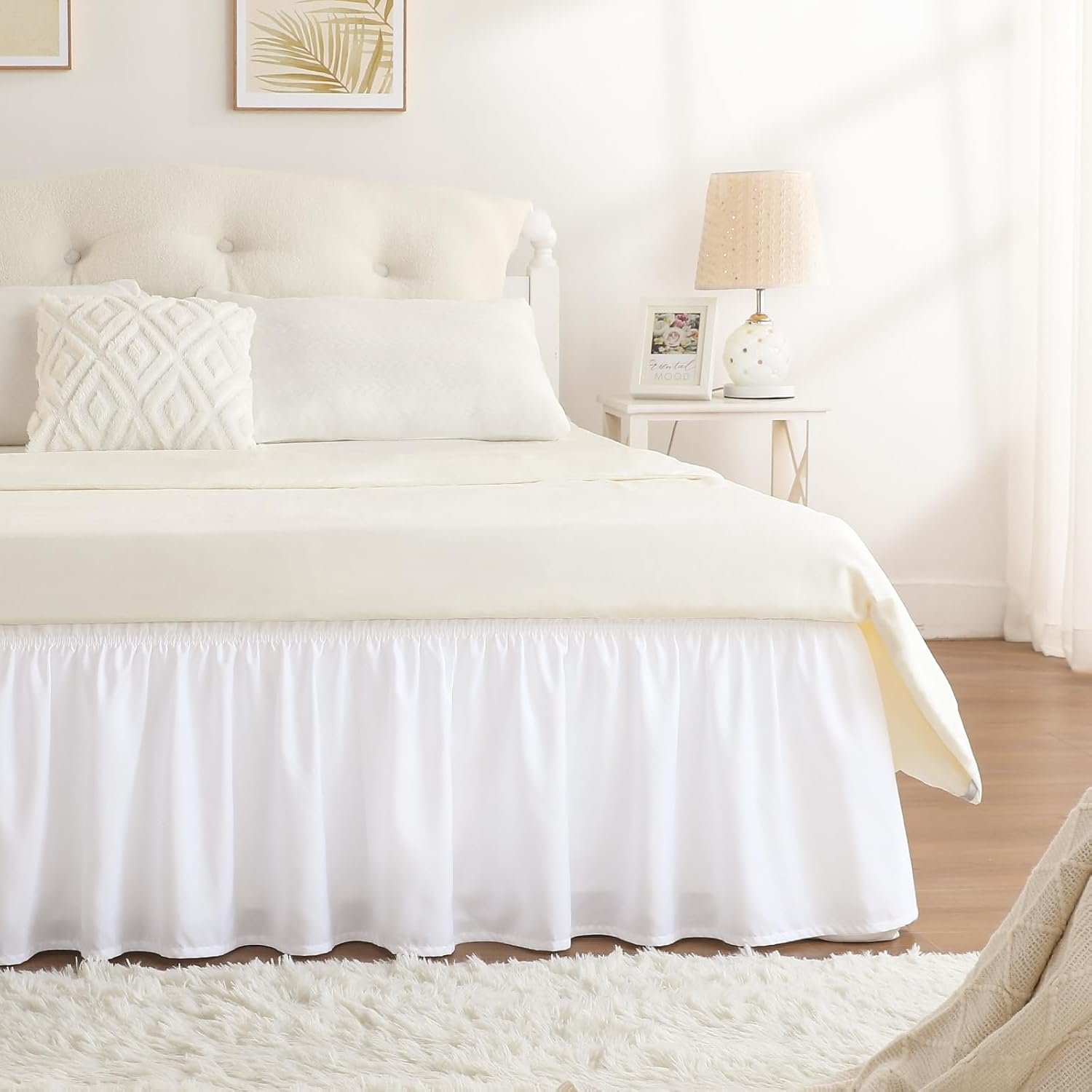 White Queen Wrap Bed Skirt, 15-Inch Drop