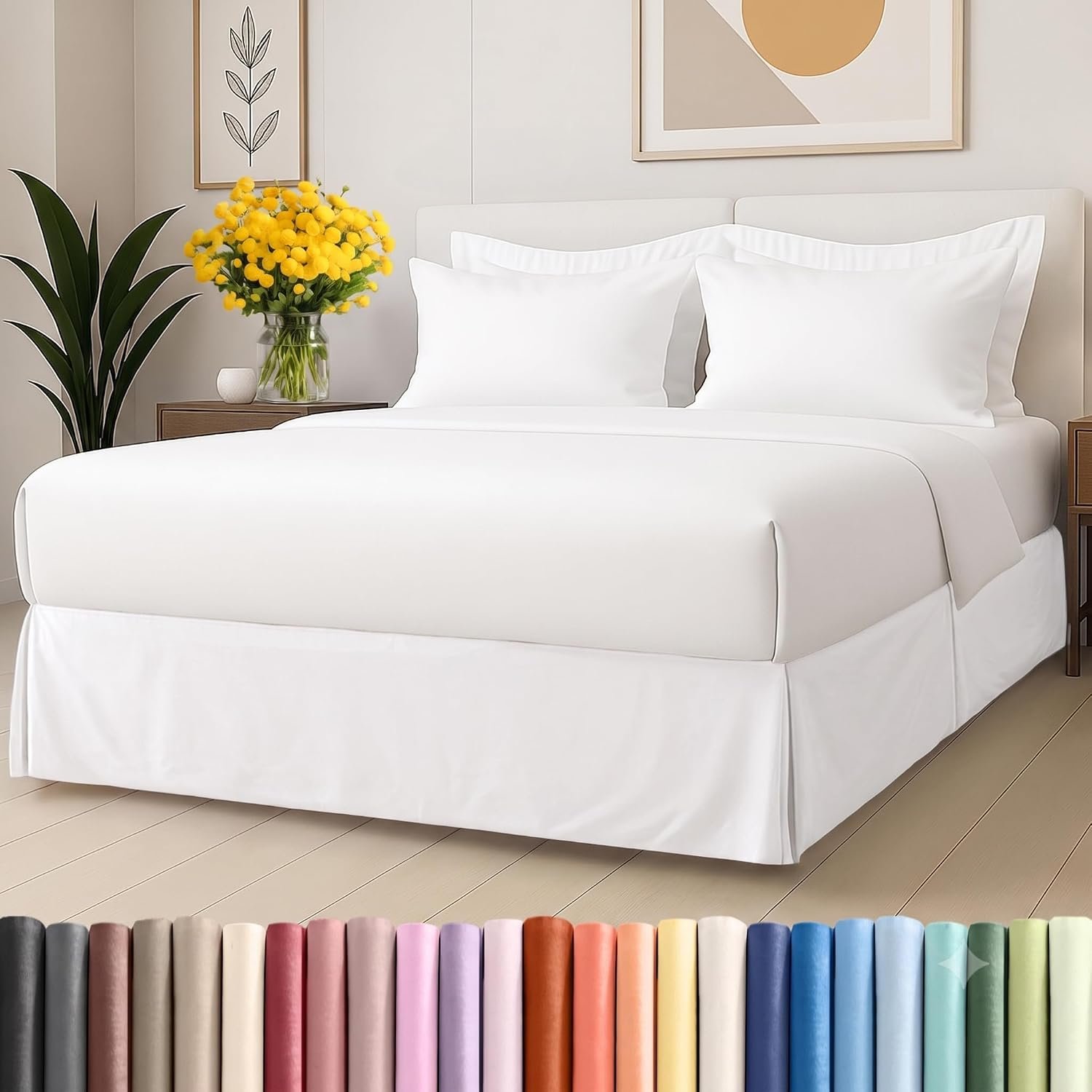 White Queen Pleated Bed Skirt, 18-Inch Drop