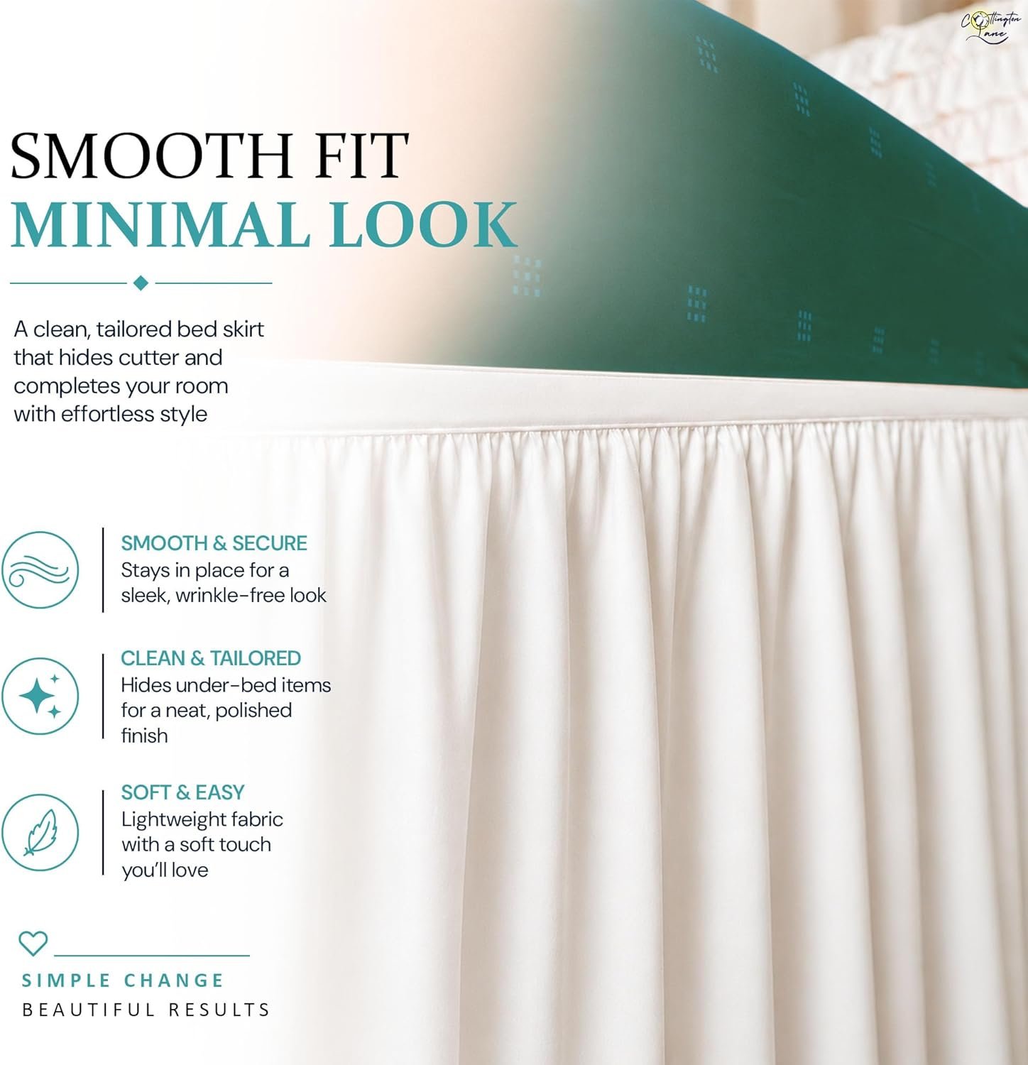 White Ruffled Twin XL Dorm Skirt, 36-Inch Drop - Image 2