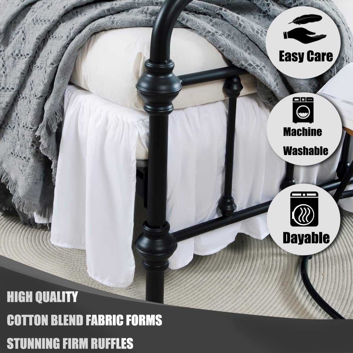 Queen Ruffled Split Corner Bed Skirt, 14-Inch Drop - Image 2