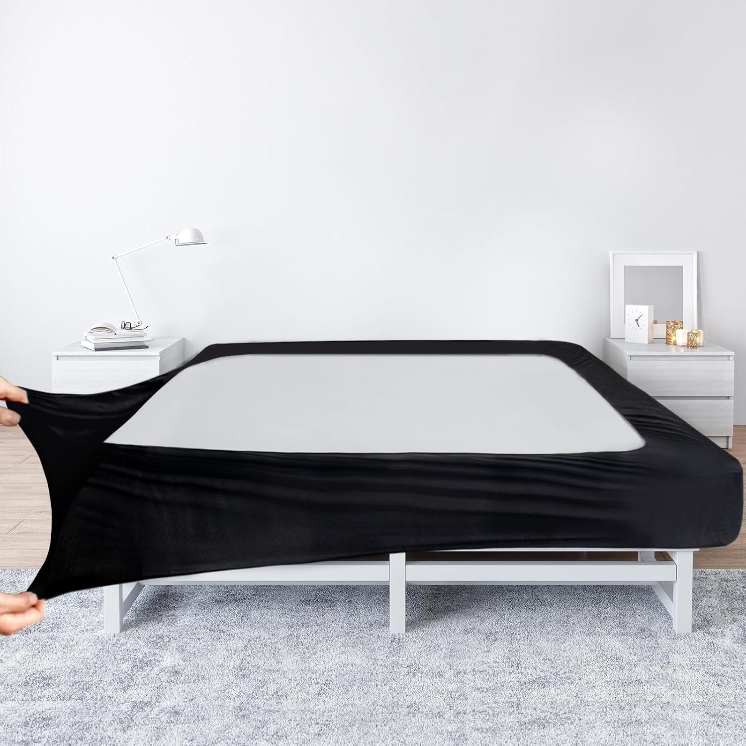 Black Stretchy Queen Box Spring Cover