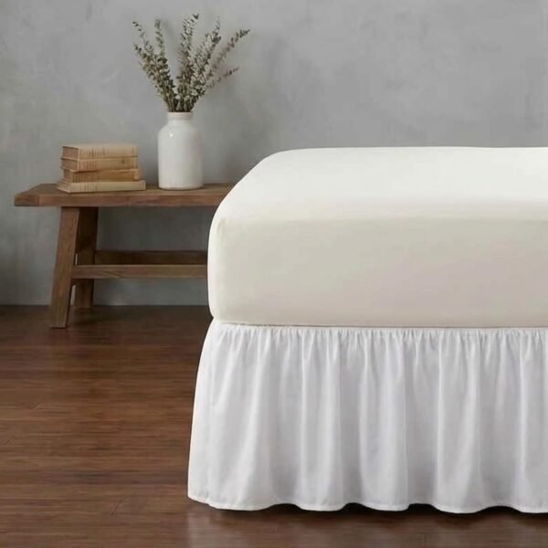 White Twin Ruffled Cotton Bed Skirt, 15-Inch Drop