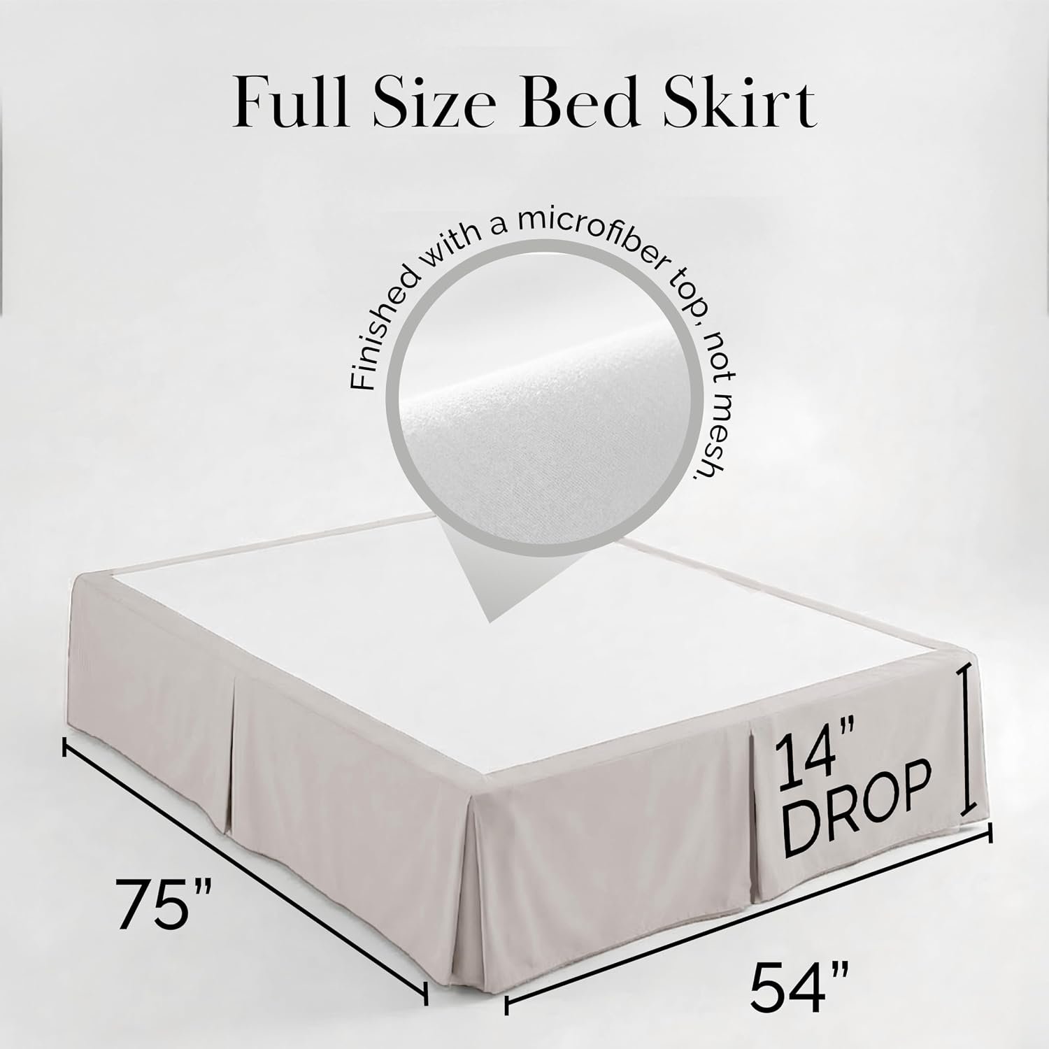 Natural Beige Full Bed Skirt, 14-Inch Drop - Image 2