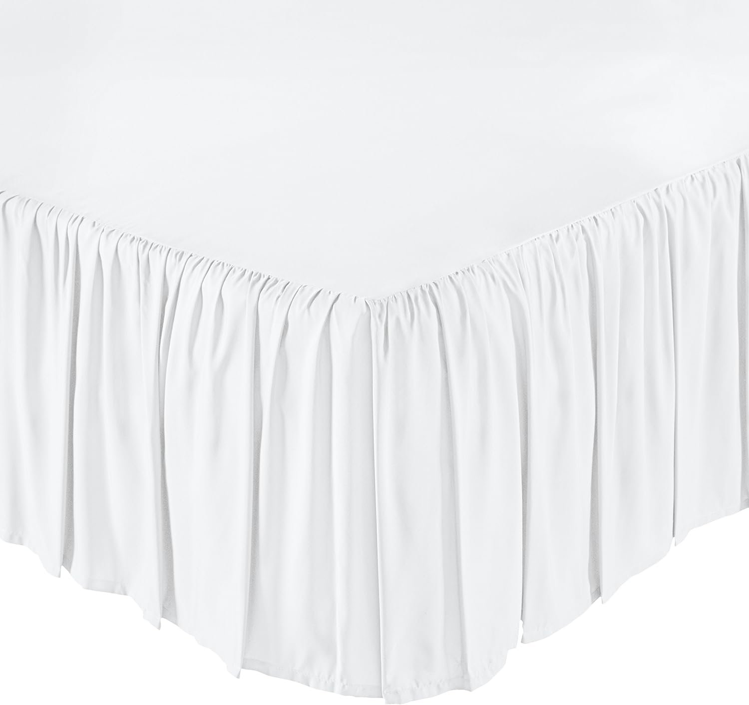 White Full Ruffled Bed Skirt, 16-Inch Drop - Image 2