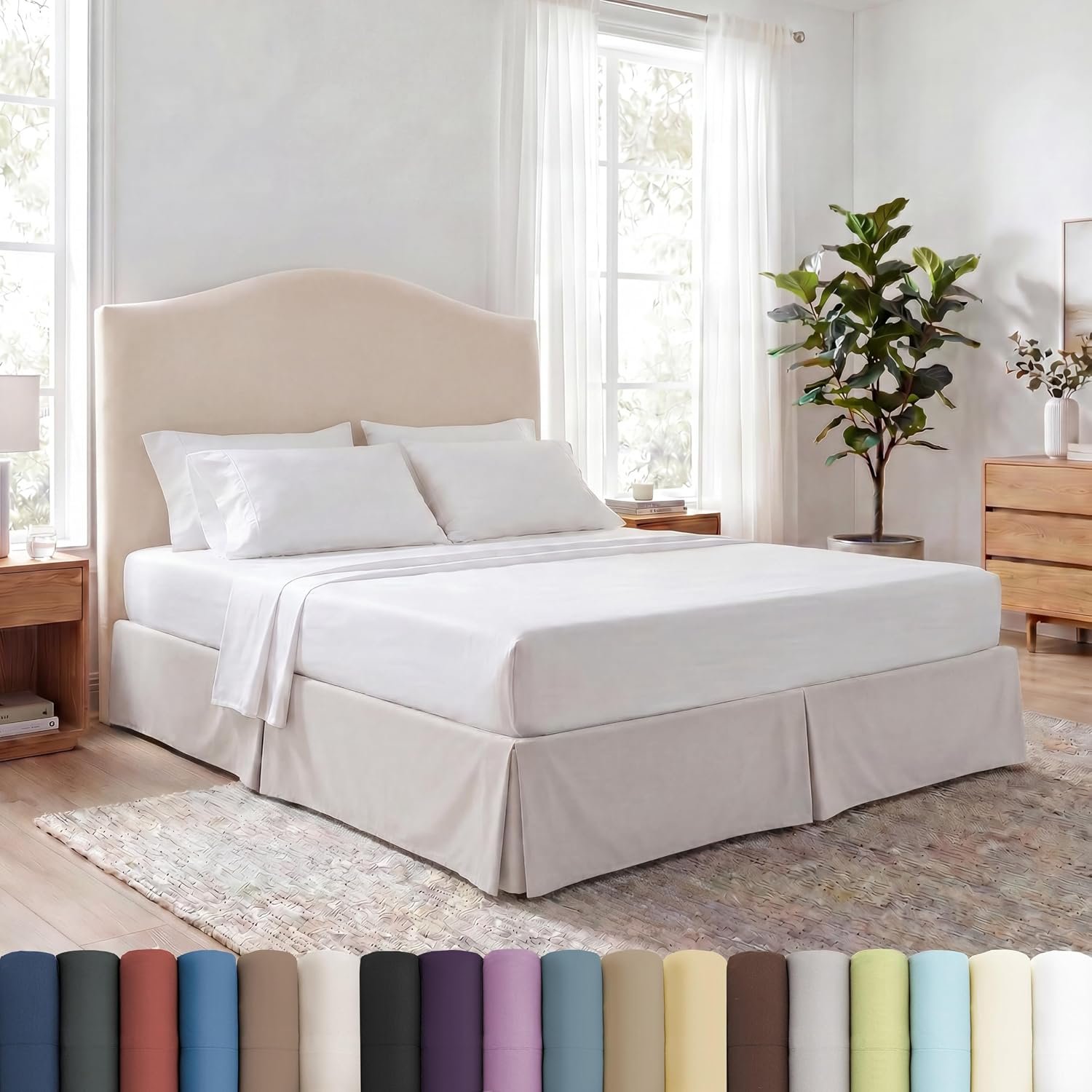Natural Beige Full Bed Skirt, 14-Inch Drop