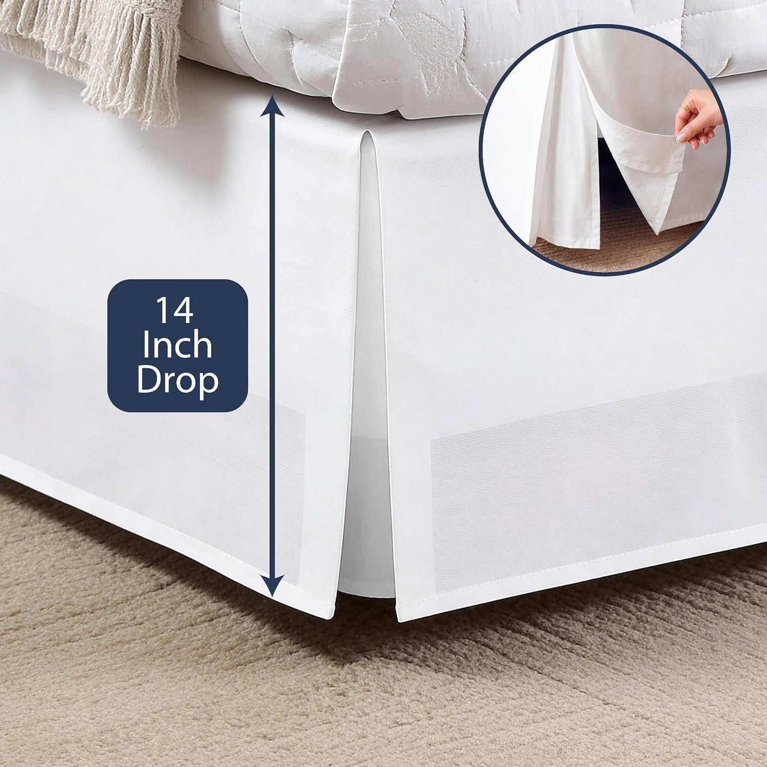 White Queen Tailored Bed Skirt, 14-Inch Drop - Image 2