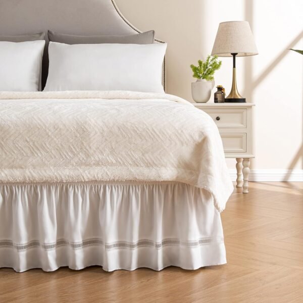 White Full Twin Lace Bed Skirt, 15-Inch Drop