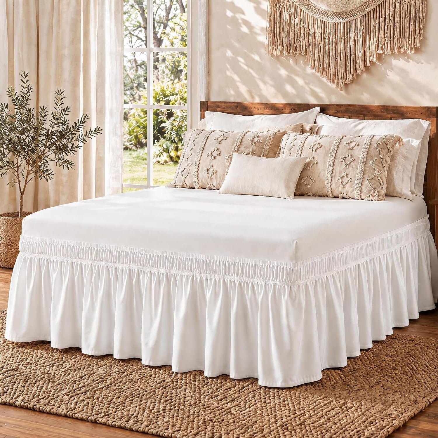 White Queen Wrap Dust Ruffle, 14-Inch Drop
