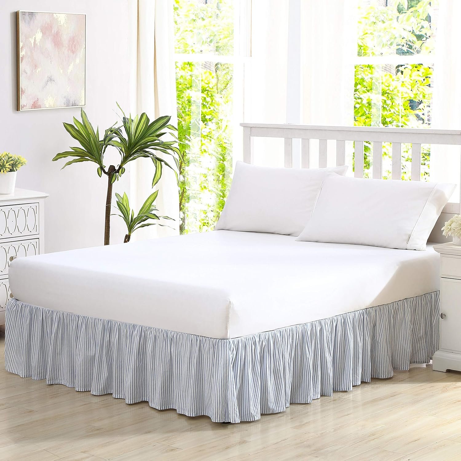 Natural Cotton Twin Bed Skirt, 14.5-Inch Drop
