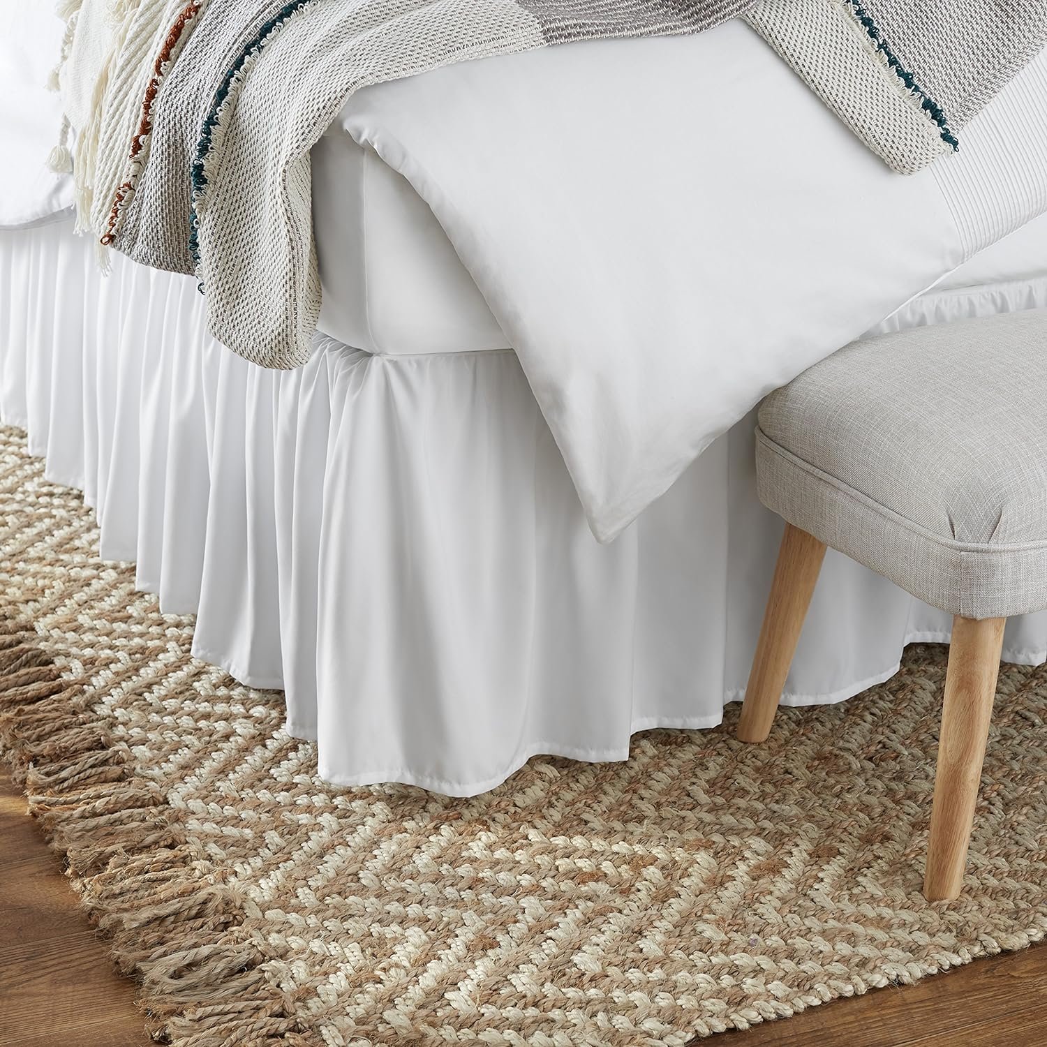 White Full Ruffled Bed Skirt, 16-Inch Drop